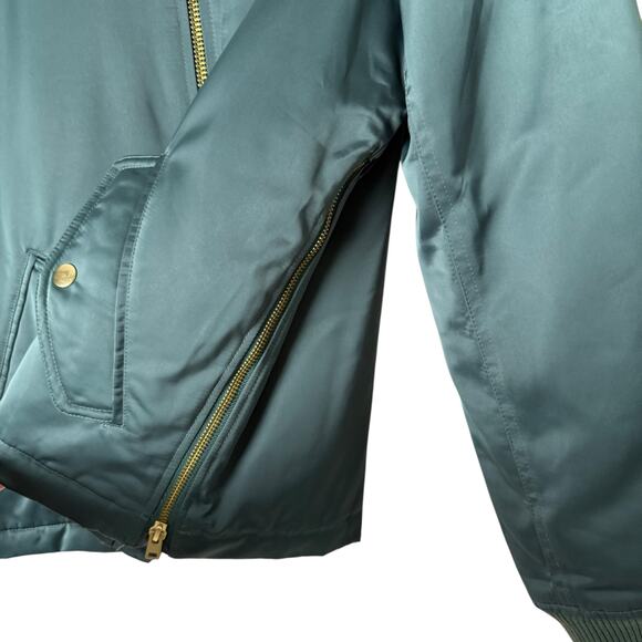 NWOT J.Crew‎ Green Bomber Jacket with Side Zips Quilted Lining, Size Small - Picture 9 of 16
